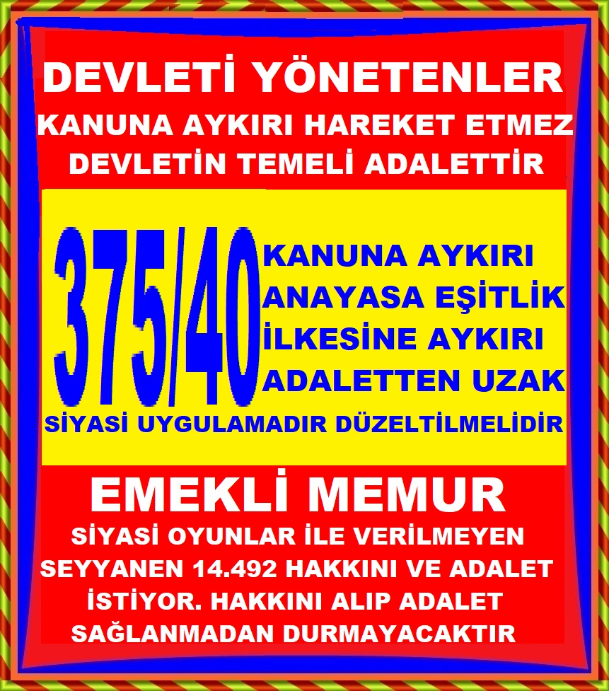 Cumhur başkanımız tarafından 11.05.2023 tarihinde memur emeklisine söz vermesine rağmen 15 aydır seyyanen zam hakkımızı bekliyoruz 
Ek madde iptal edilsin 
#MemurEmeklisineAdalet 
<a href="/RTEdijital/">Erdoğan Dijital Medya</a> 
<a href="/tcbestepe/">T.C. Cumhurbaşkanlığı</a> 
<a href="/eczozgurozel/">Özgür Özel</a> 
<a href="/herkesicinCHP/">CHP 🇹🇷</a> 
<a href="/iyiparti/">İYİ Parti</a> 
<a href="/TBMMGenelKurulu/">TBMM Genel Kurulu</a> 
<a href="/MHP_Bilgi/">MHP</a>