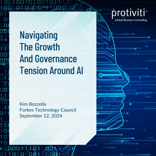 WalterKop's tweet photo. Protiviti’s Kim Bozzella outlines a three-part strategy to successfully develop and deploy AI while reducing internal friction between business stakeholder eager to leverage AI and those concerned with risk, data protection, legal and more. https://t.co/GJvW60y6NJ https://t.co/wuLEZfWfm5