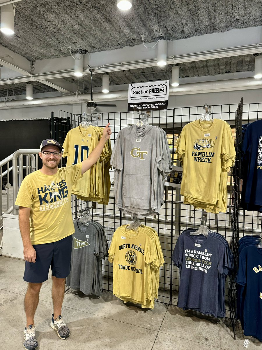 section103's tweet photo. Come buy these cool shirts behind the west stands at Bobby Dodd (or buy them at https://t.co/Gdms2Q59R5) https://t.co/R5iXKeABtp