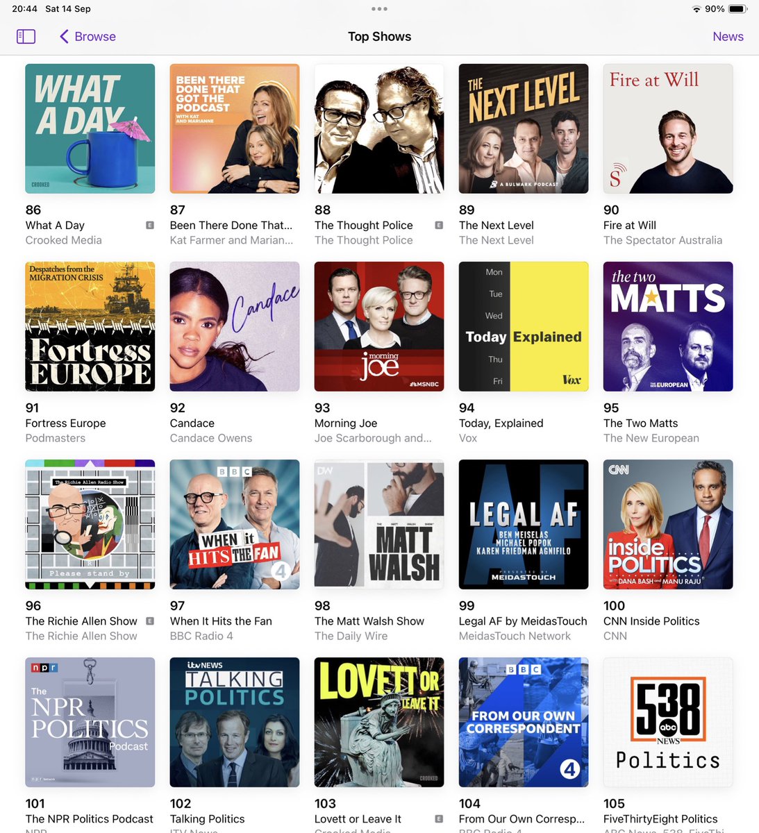 ThoughtPoliceXX's tweet photo. Great to see the boys are still in the podcast charts after all these years…thanks to everyone for listening and subscribing. @thoughtpoliceTP https://t.co/RMfdlMl9Du