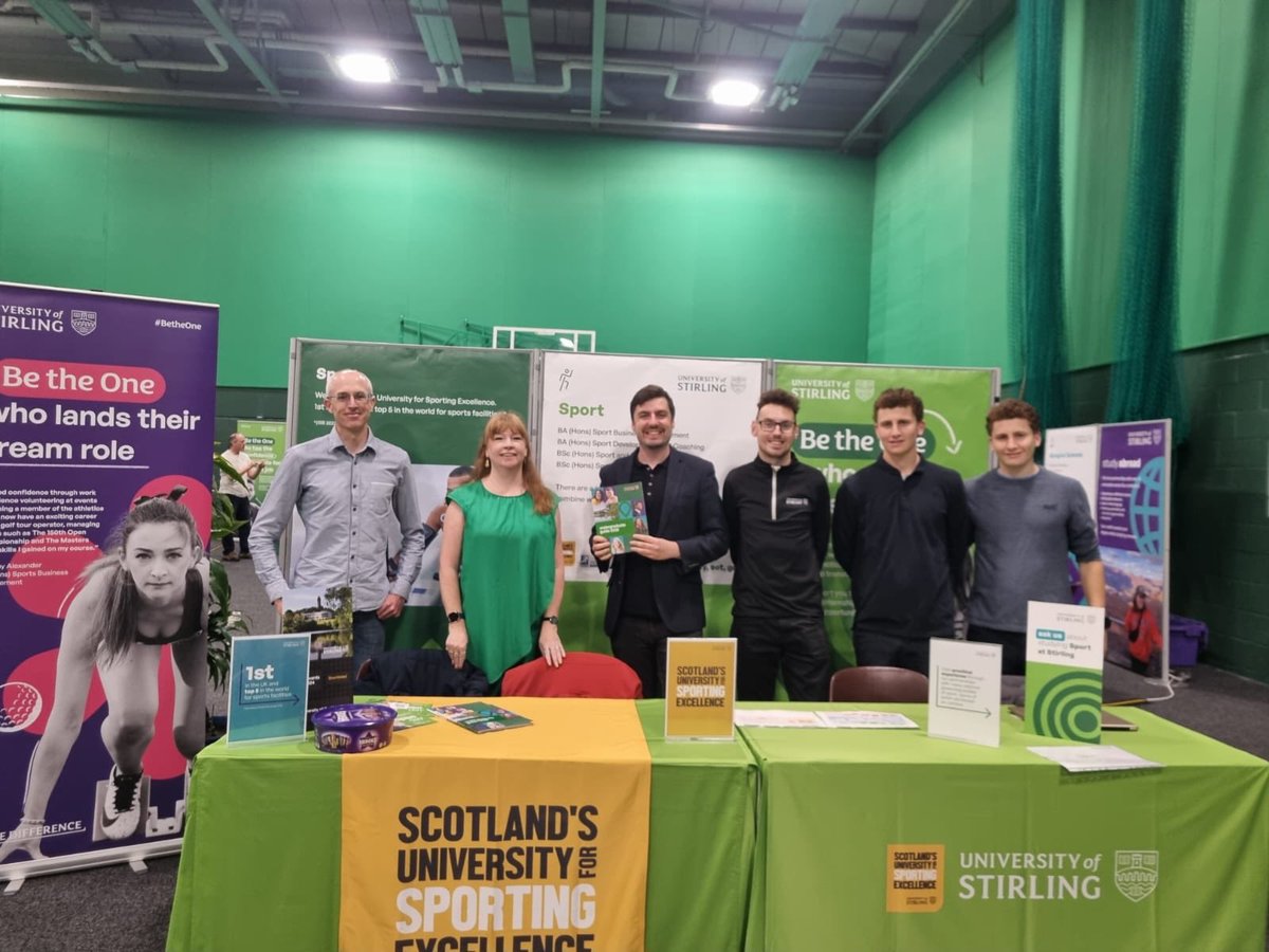Super gang today ⁦<a href="/Stir_AcadSport/">Academic Sport at Stirling</a>⁩ letting the world of open days know how awesome our 4 Sport degrees are - 1/4 of this uni says yes we are Sport! Come join us! ⁦<a href="/StirUni/">University of Stirling</a>⁩
