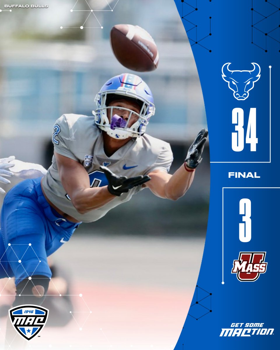 MACSports's tweet photo. A win on Heroes Day for the Bulls! 🤘

@UBFootball | #MACtion https://t.co/1Ybn8TPA8U