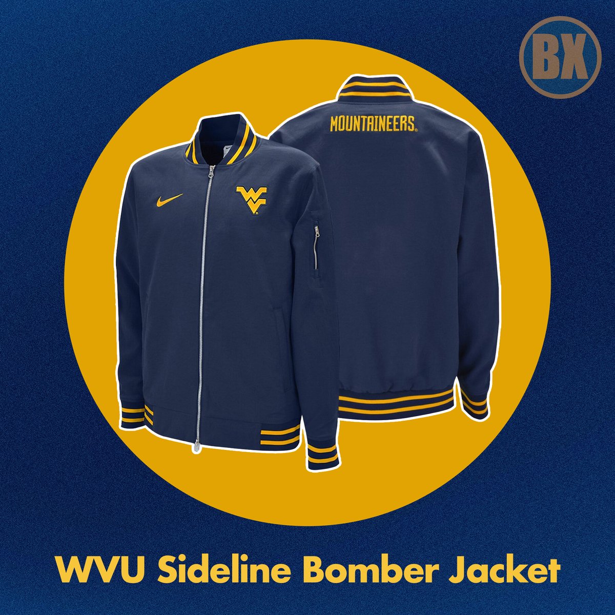 Fans of WVU bomber jackets may be pleased to see this bookexchangewv.com/Nike-WVU-Sidel…