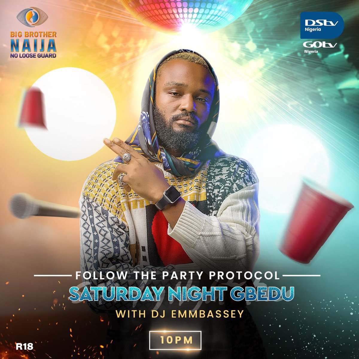 SurePreda's tweet photo. Sick of other DJs playing boring songs?
Your medicine is here! Catch @emmbasseyvibes live on channel 198 (DSTV and channel 49
(GOTV) for the Saturday
night gbadu by 10pm today. you no go
da keh? Tap in #BBNaijaS9 #BBNaija https://t.co/XAdrHwMJkU