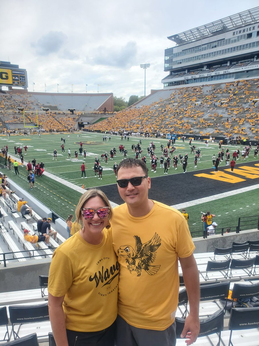 blumten's tweet photo. First game at Kinnick as Mr. &amp; Mrs. Blum #fightforiowa https://t.co/uh8F5WUMjB