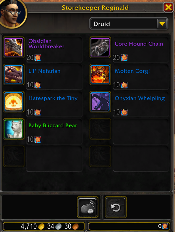 Atolanos's tweet photo. Just went on an account with no previous items and this is the full vendor! Worldbreaker AND Core hound are returning alongside our cuddly pet friends! https://t.co/wUloopjHSF