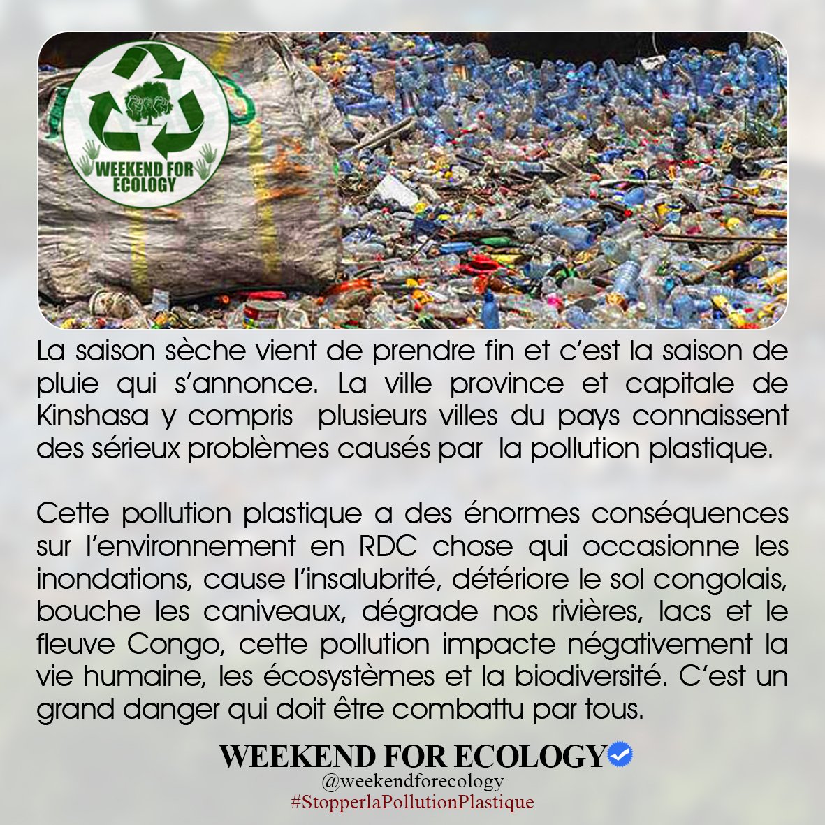 weekendforecolo's tweet photo. La pollution plastique est une bombe à retardement pour la RD-Congo et qui doit être stoppée... https://t.co/BVfNkySEZw