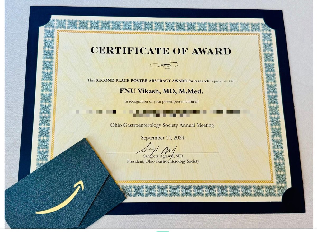 Fnu Vikash, MD (@fnuvikash) on Twitter photo 🎯 Had a productive weekend and honored to receive the award 🥈for our work on the "Impact of Bariatric Surgery on MASLD/MASH."
Grateful for the support and guidance from amazing mentors 😇💯 <a href="/AmandeepSinghMD/">Amandeep Singh</a> <a href="/BrettEFortuneMD/">Brett E Fortune MD</a> 🎯 Had a productive weekend and honored to receive the award 🥈for our work on the "Impact of Bariatric Surgery on MASLD/MASH."
Grateful for the support and guidance from amazing mentors 😇💯 <a href="/AmandeepSinghMD/">Amandeep Singh</a> <a href="/BrettEFortuneMD/">Brett E Fortune MD</a>