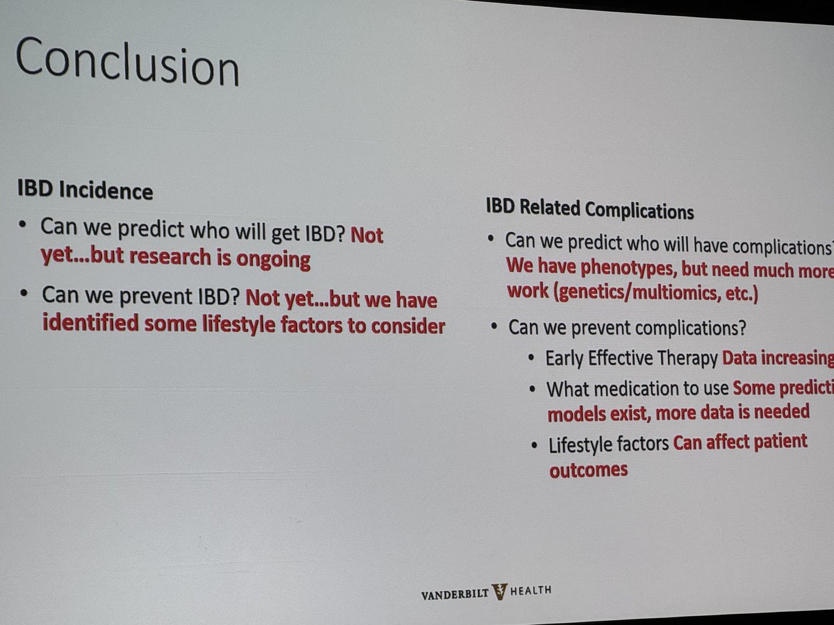 EdwardLoftus2's tweet image. Dr Horst: Prediction and prevention of #IBD !!! Summary slide #Scripps #UCSD ⁦@HorstIBDDoc⁩