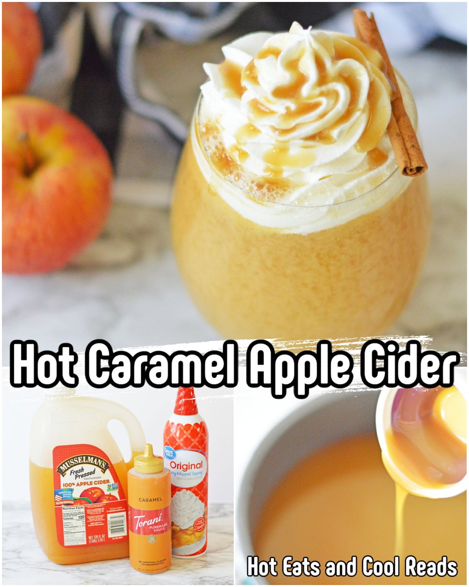 Hot Caramel Apple Cider 🍎☕ View and print recipe: bit.ly/4d1xKWk Pin it for later: pinterest.com/pin/2503016917… Hot Caramel Apple Cider is the ultimate fall drink! Only 3 ingredients and easy to make! Heat on the stove top or slow cooker!