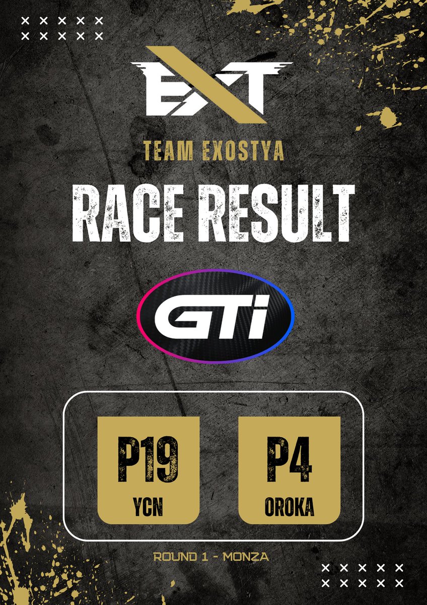 Complicated result.
Oroka <a href="/cquoicemiel_/">🍯</a> must win but loses 3 places in the last lap..
<a href="/ycn__7794/">ycn_7794</a> had an internet problem and will not be able to reconnect.

We will be back stronger for the second race in Singapore!