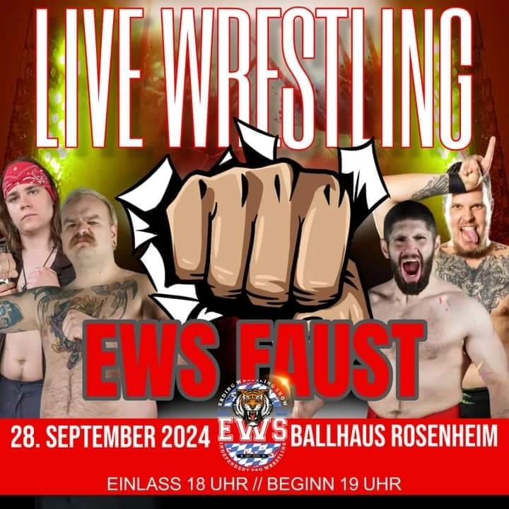 Live Wrestling
Ballhaus Rosenheim 
18Uhr Einlass 
19Uhr Beginn 

EWS Wrestling kommt nach Rosenheim.
Es wird geben:
- Titel Kämpfe 
- Single Kämpfe 
- Tag Team 
- Hardcore 

Karten gibt es an der Abendkasse oder auf Eventim 
#rosenheim #wrestling #wwe #ews #Bayern #TOUR #Fights