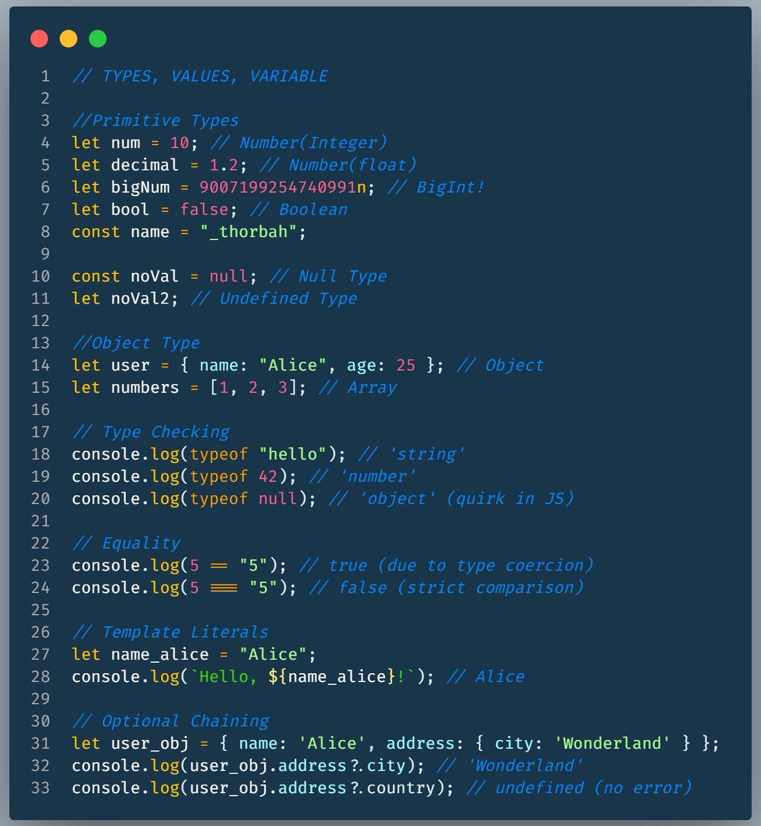 _thorbah's tweet image. JavaScript has come a long way, evolving into a robust and flexible language for modern web development. Mastering its types, values, and variables is key to unlocking its full potential! 🚀
#JavaScriptJourney #ModernJavaScript #LearnJavaScript