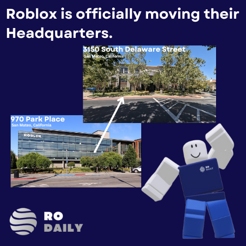RoDailyNews's tweet photo. Roblox is moving their headquarters and will no longer be at 950 Park Place and will now be at 3150 South Delaware Street.

This will be effective January 1, 2025.

#roblox https://t.co/Y383bMylZ7