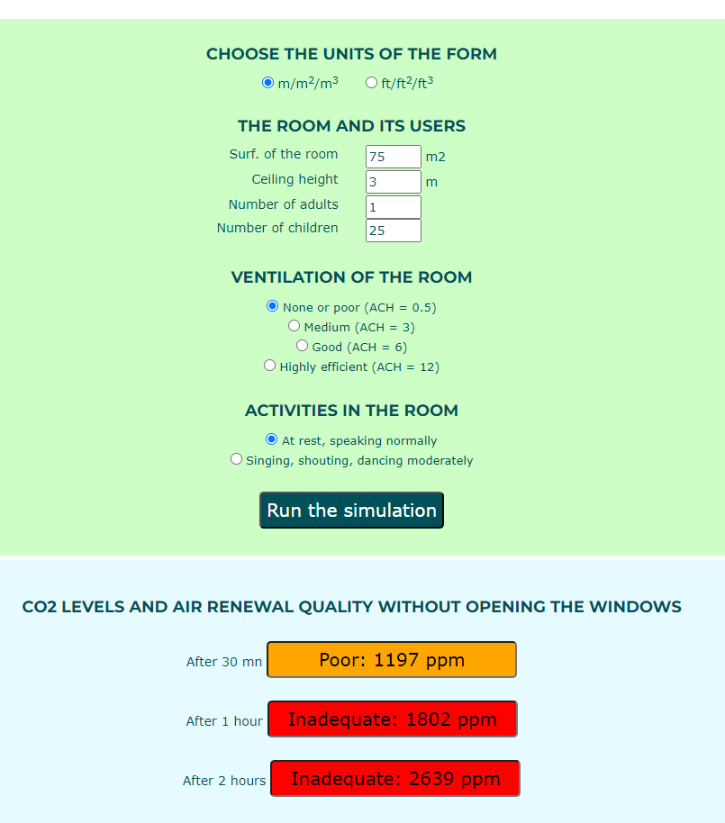 nousaerons's tweet photo. We remind you that you can simulate the quality of a room's air renewal using our simulator, which we've made as easy to use as possible.  An advanced mode is also available. The simulator is available at 
https://t.co/71LTuAA2PJ https://t.co/msHmTYbXVV