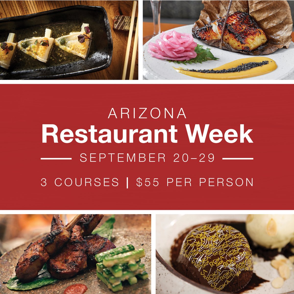 Our Arizona Restaurant Week menu is here with cult favorites like the Crispy Spicy Salmon Roll, Korean Spiced Lamb Chops and Valrhona Chocolate Cake! Join us September 20-29 and discover why Bon Appétit Magazine named us one of their "Top 10 Sushi Spots" in the U.S.