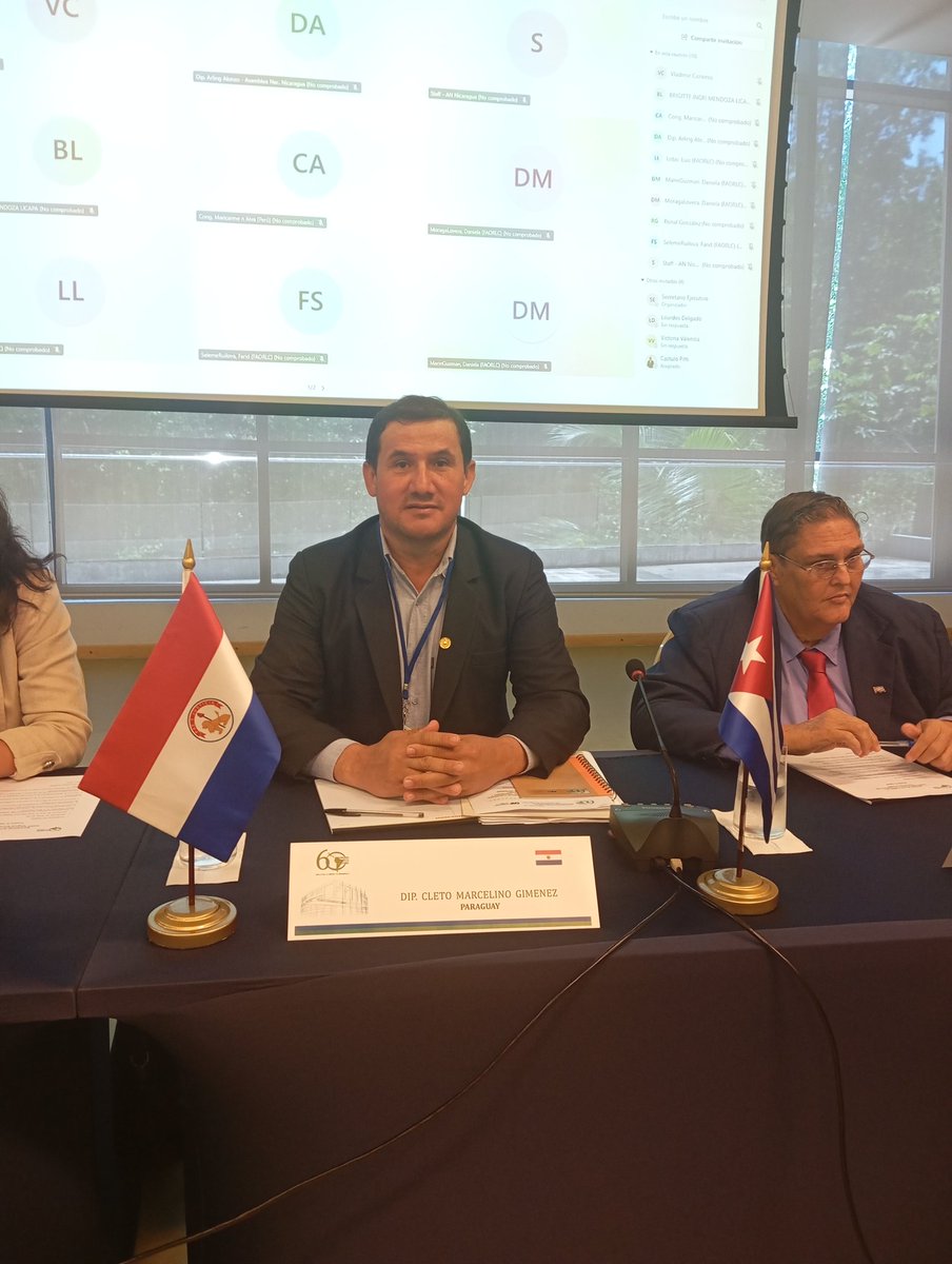 Cómo Vice Presidente de la junta directiva representando a Paraguay en el Parlamento Latinoamericano y Caribeño (Parlatino) con sede en Panamá.
