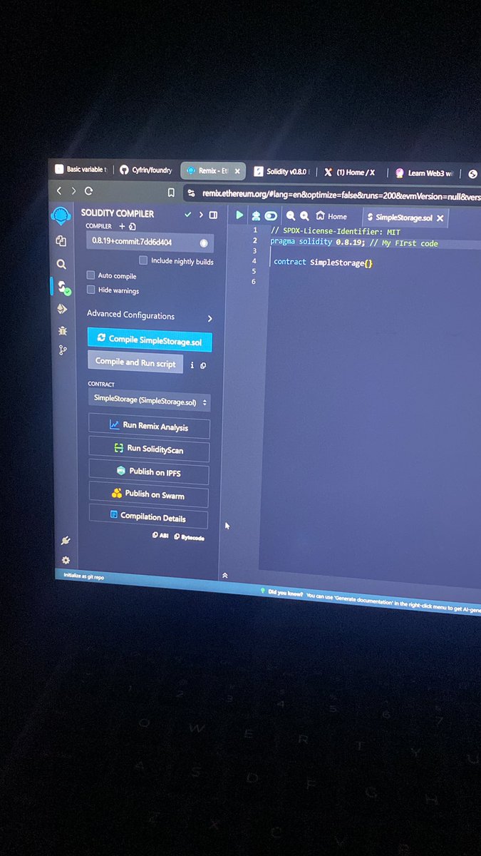 I_amTaryuh's tweet photo. Began my Journey of a thousand mile, after many months of procrastination and setbacks… I WILL OVERCOME AND BE GREAT IN THIS FIELD… so help me GOD 🙏🏾
@CyfrinUpdraft @PatrickAlphaC @solidity_lang
@EthereumRemix
#Web3 #cyfrin #patrickcollins #Ethereum https://t.co/775yTwRQvG