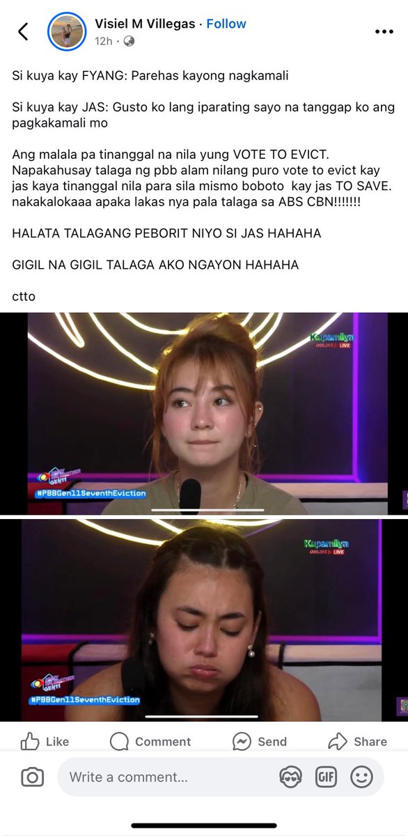 DivaMadelyn's tweet photo. ang unfair nyo @PBBabscbn ano ba yan may favoritism na naman kayo nagtatagal na kayo pero lumalala. mas mabuti end nyo na pbb kung ganyan rin naman. lang hiya kayo. #PBBCOOKINGSHOW #PBBGen11 https://t.co/hbBBcVGZAF
