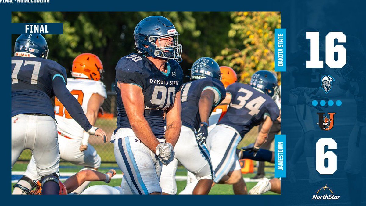 🏈 Defense shines in DSU's 16-6 victory over Jamestown (N.D.) in NSAA football conference opener and homecoming game!

𝗙𝗶𝗿𝘀𝘁 𝟯-𝟬 𝘀𝘁𝗮𝗿𝘁 𝘀𝗶𝗻𝗰𝗲 𝘁𝗵𝗲 𝟭𝟵𝟵𝟯 𝘀𝗲𝗮𝘀𝗼𝗻!

#TrojanNation⚔️