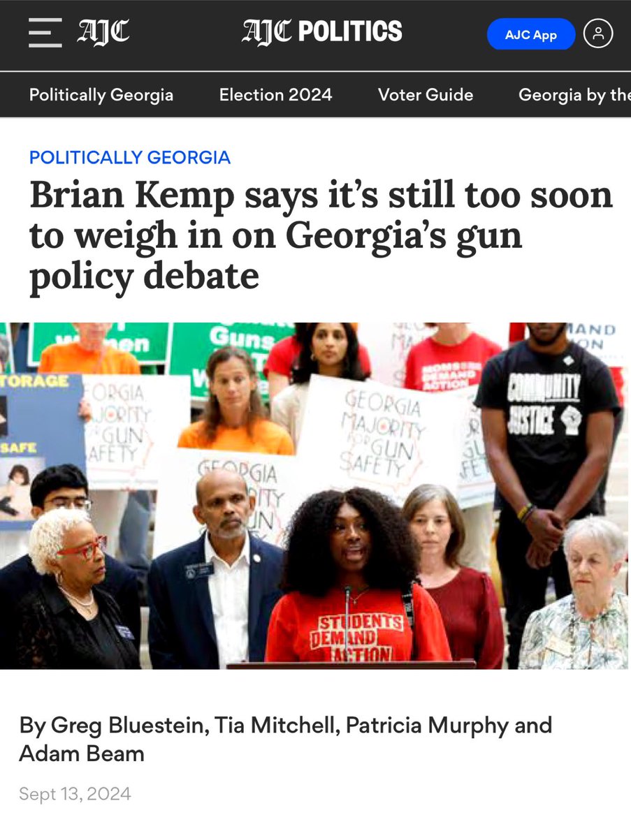 Governor Kemp’s “too soon” is far too late for many children in GA.

We may not know every fact about this case, but we know one for sure: a 14 year old had access to a gun, and he used that gun to murder 4 people and injure many more.

Kemp’s inaction is a policy choice too.