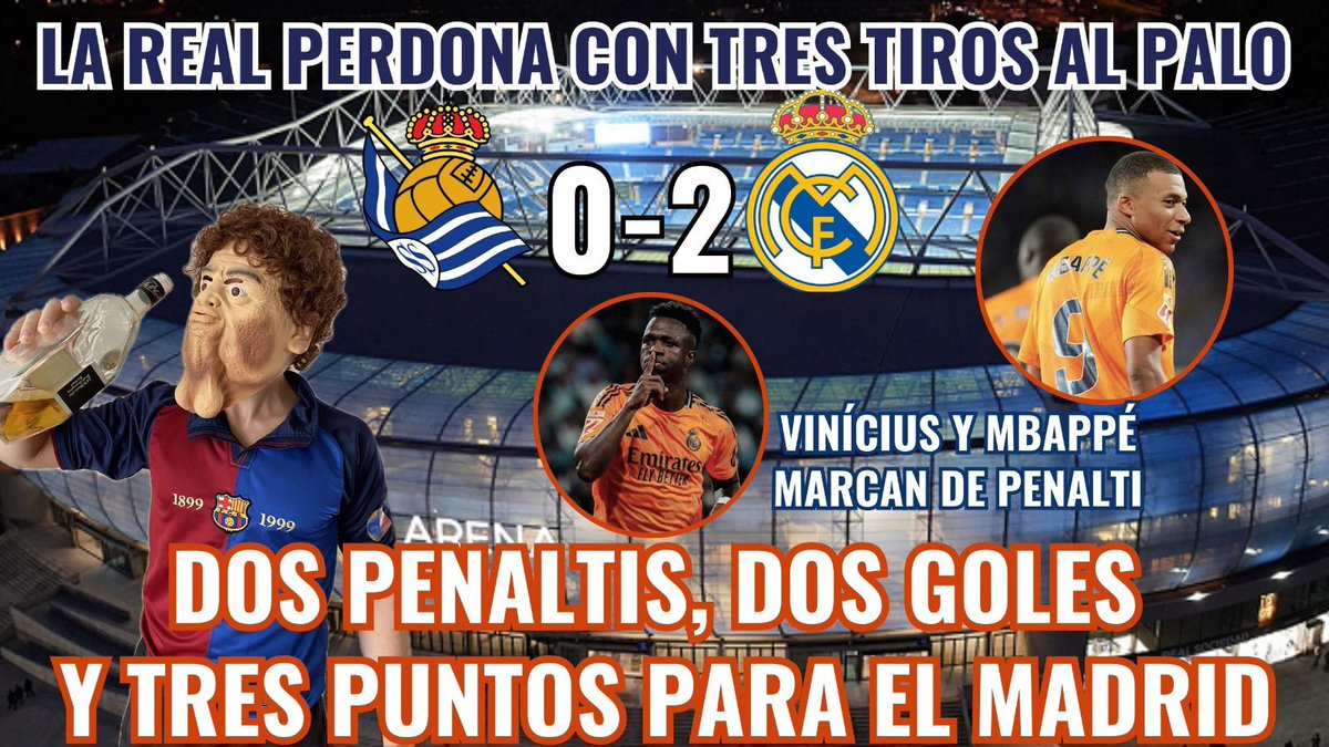 ElPuretsCule's tweet photo. Real Sociedad 0-2 Real Madrid. Tres palos de la Real, esto parecía el Fifa Ultimate Team con Handicap! 

Resumen en Youtube 👇🏻
https://t.co/ouheY8SWRt

#RealMadrid #RealSociedad #laliga #Mbappe #vinicius #barça #FCBarcelona #FIFA25 https://t.co/XWnIn97eKc