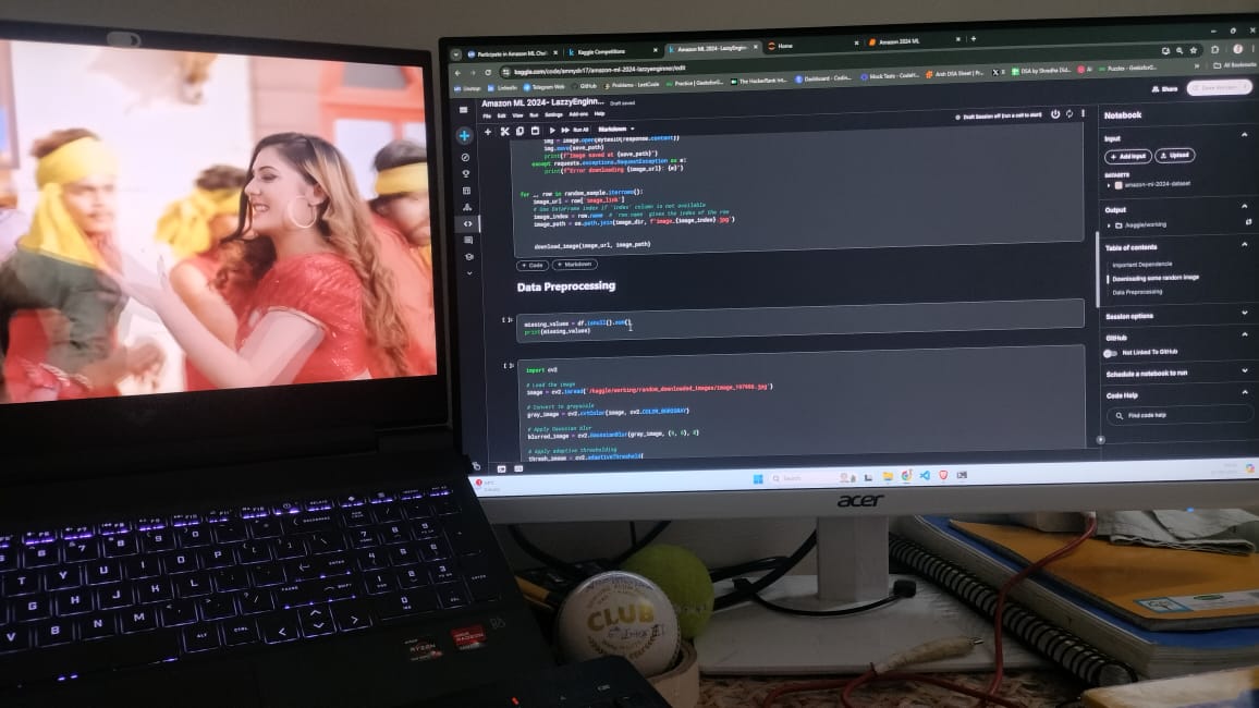 the_amn_ydv's tweet photo. "π»π΅οΈββοΈ Hackathon mode: ON! Coding like a boss, debugging like a champ, and grooving to Bhojpuri beats! πΆπ₯ If only the code would dance as well as my keystrokes! π€π₯" #HackathonVibes #CodeAndGroove #BhojpuriBeats #HackathonHustle #TeamLazzyEngineer #amazonMLchallenge2024 https://t.co/thC3zHr1nF