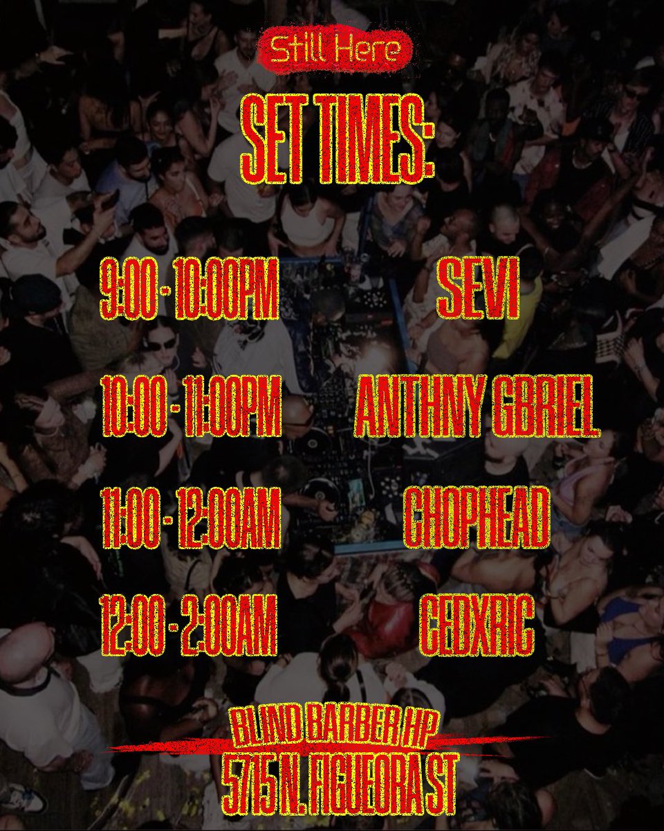 anthonywfreeman's tweet photo. I have a ‘Still Here’ Pop Up &amp; Party tonight in LA at Blind Barber pull up! 

5715 N Figueroa St
8PM - 2AM

Tees, prints, frames all for sale! DJ sets all night and a full cocktail bar 🍸 https://t.co/rEBno0ZOIc