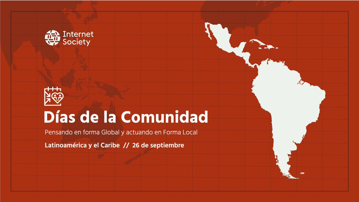 ISOCcolombia's tweet photo. Únase al Día de la Comunidad de América Latina y el Caribe de @InternetSociety el 26 de septiembre - 18 UTC y celebre con nosotros el trabajo que se está realizando en nuestra región para tener un impacto global.
Aprenda y regístrese: https://t.co/pumlClVFOs
#ISOCDay , @ISOC_LAC https://t.co/jvV8SKTAHD