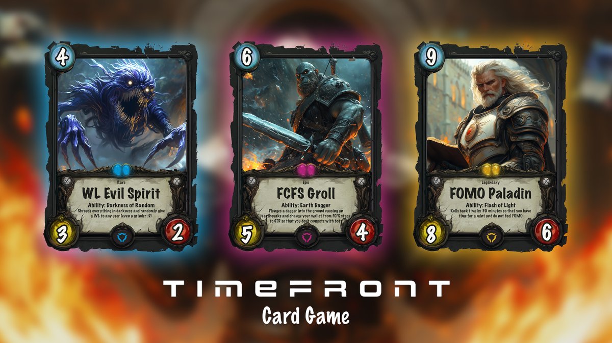 badjonone's tweet image. 1.I have already made the stickers, now there will be something new and interesting heh 
The design of the card game for the Timefront ;)
#Timefront
@ShulaGD 
@0xAnkh  
@PlayTimefront 
@0xMaxxx 
@ChoutzLAN