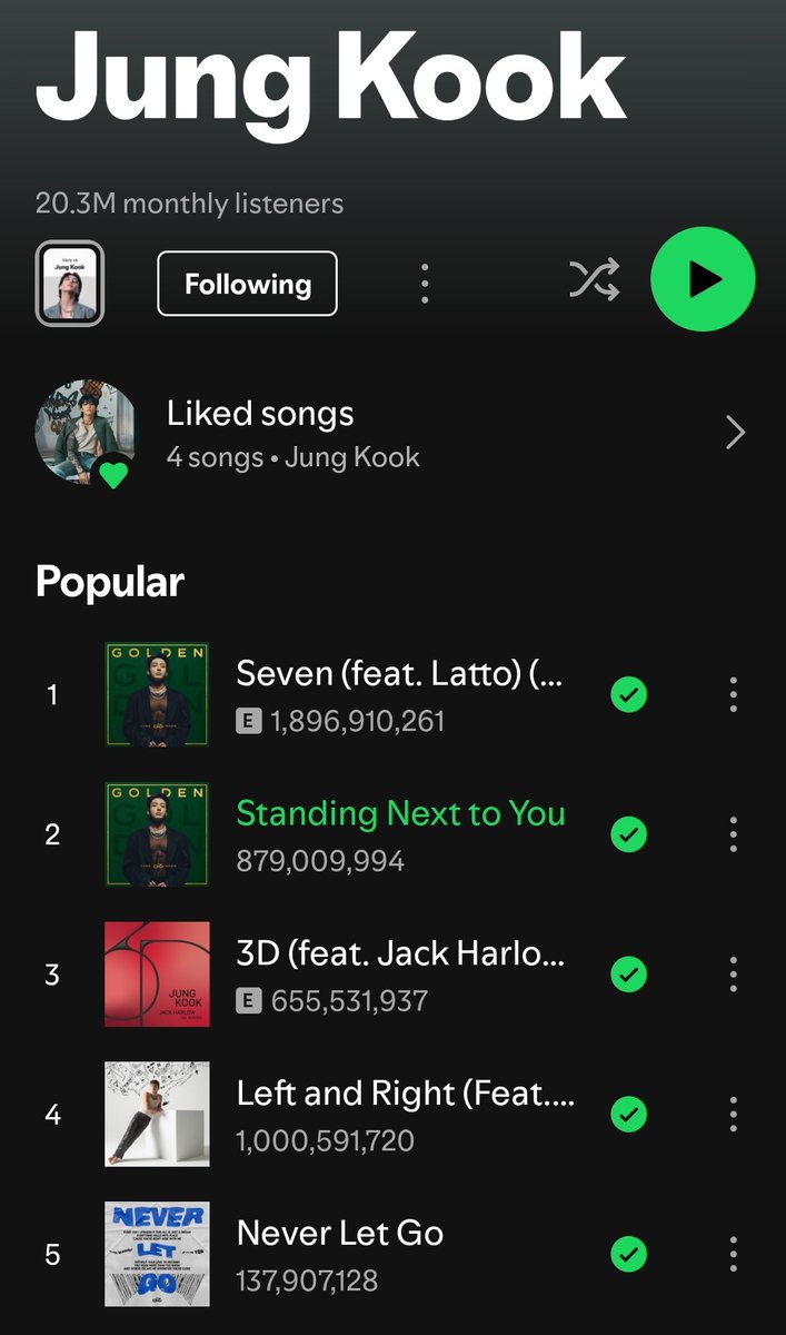 JungkookIDTeam's tweet photo. #정국's spotify profile looks so cool!!
#LeftandRight1Billion
#HistoryMakerJK
#BILLIONKOOK
#GlobalHitmakerJK
WE ARE PROUD OF YOU #정국
CONGRATULATIONS JUNGKOOK
CONGRATULATIONS CHARLIE AND JK https://t.co/Yh7vrtzTyQ