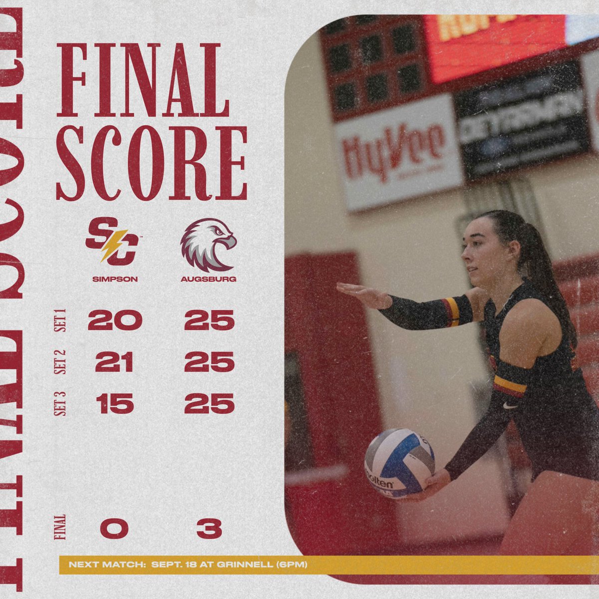 SimpsonVB's tweet image. Win for the Storm! 

We picked up another road victory today against Cornell College in five sets!

Standouts: 

E. Williams: 20 kills, 8 digs, 3 aces
A. Behrens: 28 assists, 6 aces
E. Seiler: 16 kills, 7 block assists

🔗linktr.ee/simpsonwvolley…

#rollriversvb #d3vb