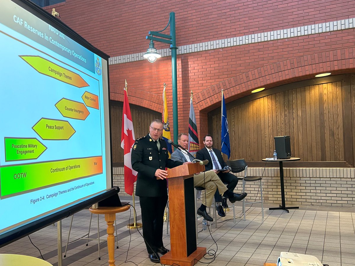 kevinmcleod_'s tweet photo. Had a great time emceeing last night’s #NATO 101 event at the Prince of Wales Armouries. 

Massive turnout, fantastic Q&amp;A and discussion with a panel of experts, &amp; thoughtful remarks from honorary consuls. Thanks @yegcic, @NATOCanada, @TheLoyalEddies, &amp; SALH for organizing. #Yeg https://t.co/lSzo5SE2Zt