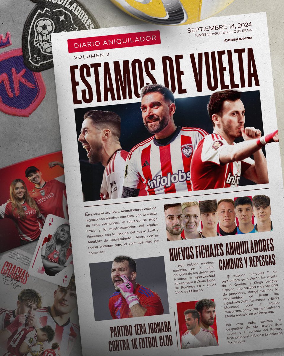 DIARIO ANIQUILADOR • Vol. 2
ESTAMOS DE VUELTA🔥

A las puertas de la 1era Jornada…
<a href="/AniquiladoresFC/">Aniquiladores FC 💪</a> vs <a href="/1kfutbolclub/">1K Fútbol Club</a> 

Para conocer un poco de las últimas novedades de lo que ha estado pasando con el club 💪🏻🔥