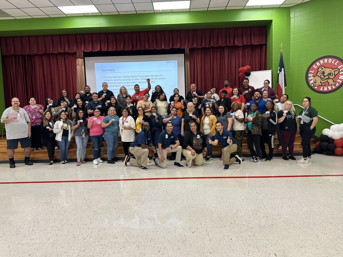 4Mooreedu's tweet photo. With over 140 participants at @CarrollES_AISD, this by far one of the largest NCI trainings I have been part of.  @AldineISD continues to inform staff on how to deescalate situations when individuals are in crisis. @ToddLindeman4 @DiakaMelendez @AldineOSA @SELCulture_AISD https://t.co/B8jMjMqKMG