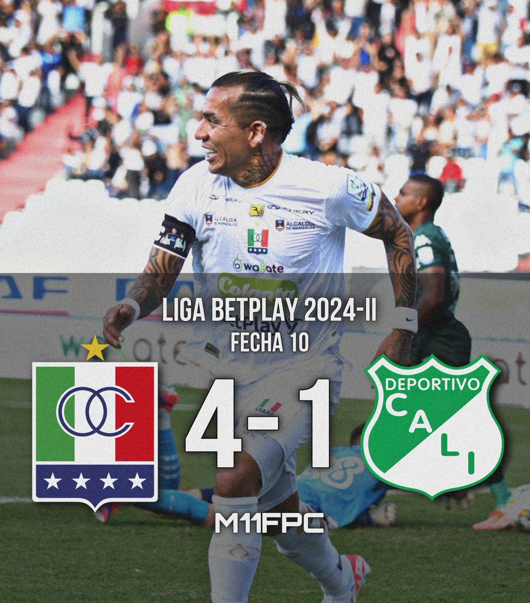 ✅🇮🇹⚪ ¡VICTORIA BLANCA!

Finaliza el compromiso en Palogrande. El Once Caldas ganó, gustó y goleó al Deportivo Cali en un partido en el que se demostró un gran funcionamiento e ideas claras de juego. 

⚽ Los goles llegaron de la mano de Dayro Moreno (x2), Cardona y Barrios.