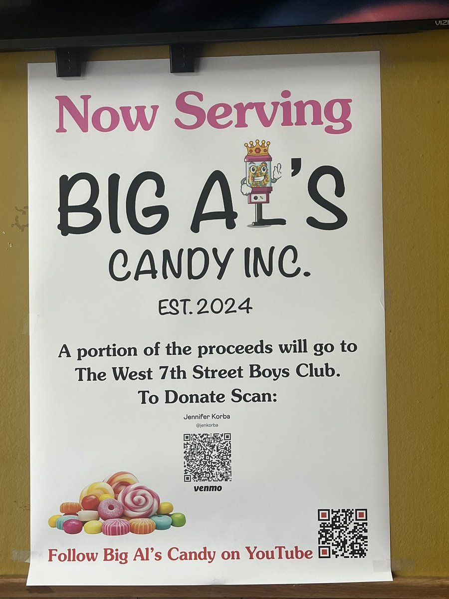 JenKorba's tweet photo. @valentinedonna @KSTPsteve You guys were talking about candy machines. This is my son Alex (11). He started a candy machine business called Big Al’s Candy. He has them in three restaurants! He donates a portion to the West 7th St. Boys club 🍬 https://t.co/dT3gK8w4BE