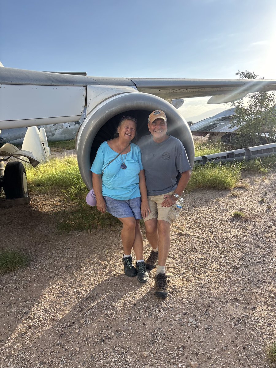 Boneyardsafari's tweet photo. We had a wonderful couple join us for our #handsontour today from Switzerland, they shared how they have preserved the legacy of B-17 crewman back home. #737 #wingwalker #p3orion #handsontour #tucson #visittucson #aviationsafari #aviationpreservation #boneyardsafari https://t.co/4sRq83r40w