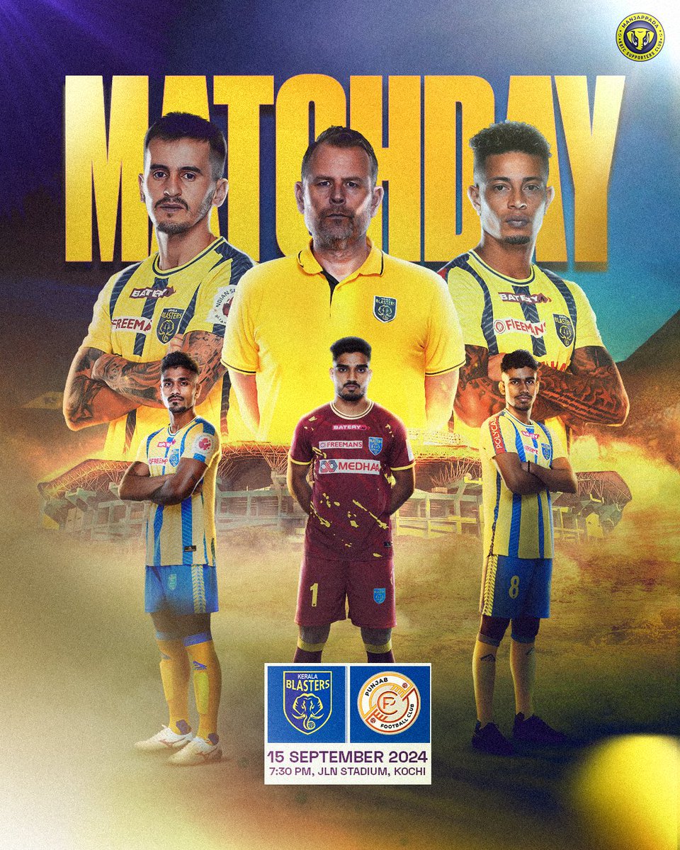 kbfc_manjappada's tweet photo. 𝑭𝒓𝒐𝒎 𝒕𝒉𝒆 𝒑𝒂𝒑𝒆𝒓𝒔 𝒕𝒐 𝒕𝒉𝒆 𝒑𝒊𝒕𝒄𝒉 - 𝑻𝒊𝒎𝒆 𝒕𝒐 𝒈𝒆𝒕 𝒃𝒂𝒄𝒌 𝒊𝒏 𝒃𝒖𝒔𝒊𝒏𝒆𝒔𝒔! 🟡🌟

𝐘𝐄𝐒 - 𝐌𝐀𝐓𝐂𝐇 𝐃𝐀𝐘, 𝐢𝐭 𝐢𝐬! 🏡🐘

#Manjappada #KoodeyundManjappada #KBFC #ISL #Blasters https://t.co/v9JqGwBbZu