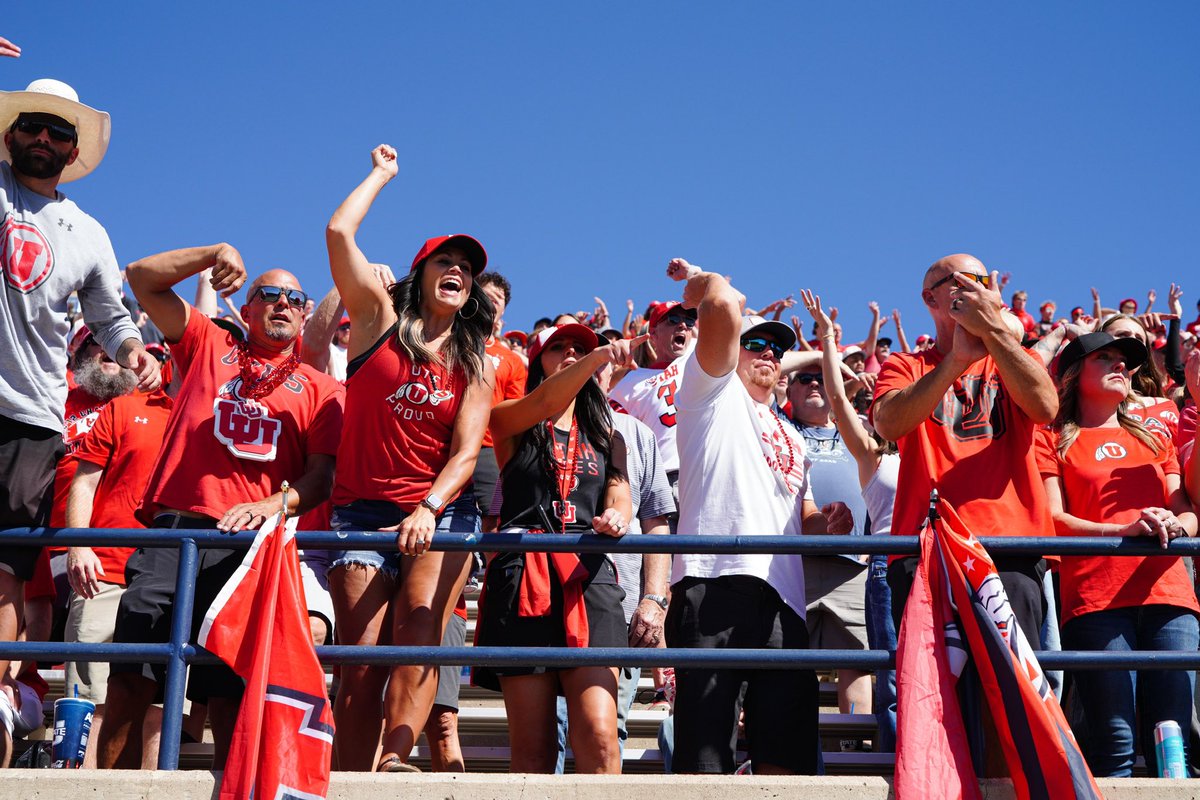 utahathletics's tweet photo. Shouts to the red sea that invaded Logan today. 🙌🫶🙌

#GoUtes | @Utah_Football https://t.co/NsG8L76Vd2