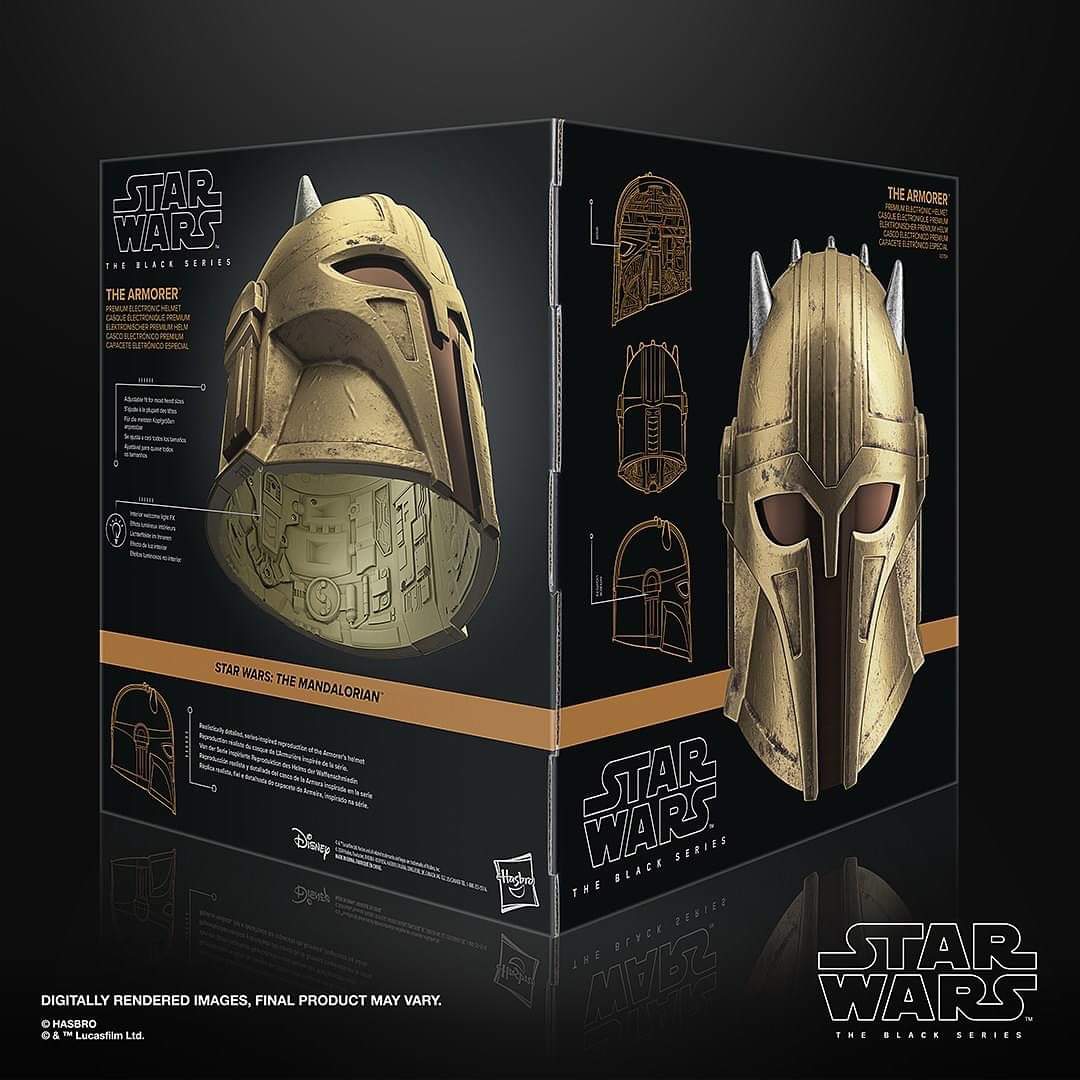 GamorreanSize's tweet image. Revelado en #HasbroPulseCon2024 el nuevo casco electrónico de Star Wars The Black Series The Armorer. Como lo vimos en Star Wars: The Mandalorian.Disponibles para pre-ordenar en Hasbro Pulse apartir del 13 de septiembre.
