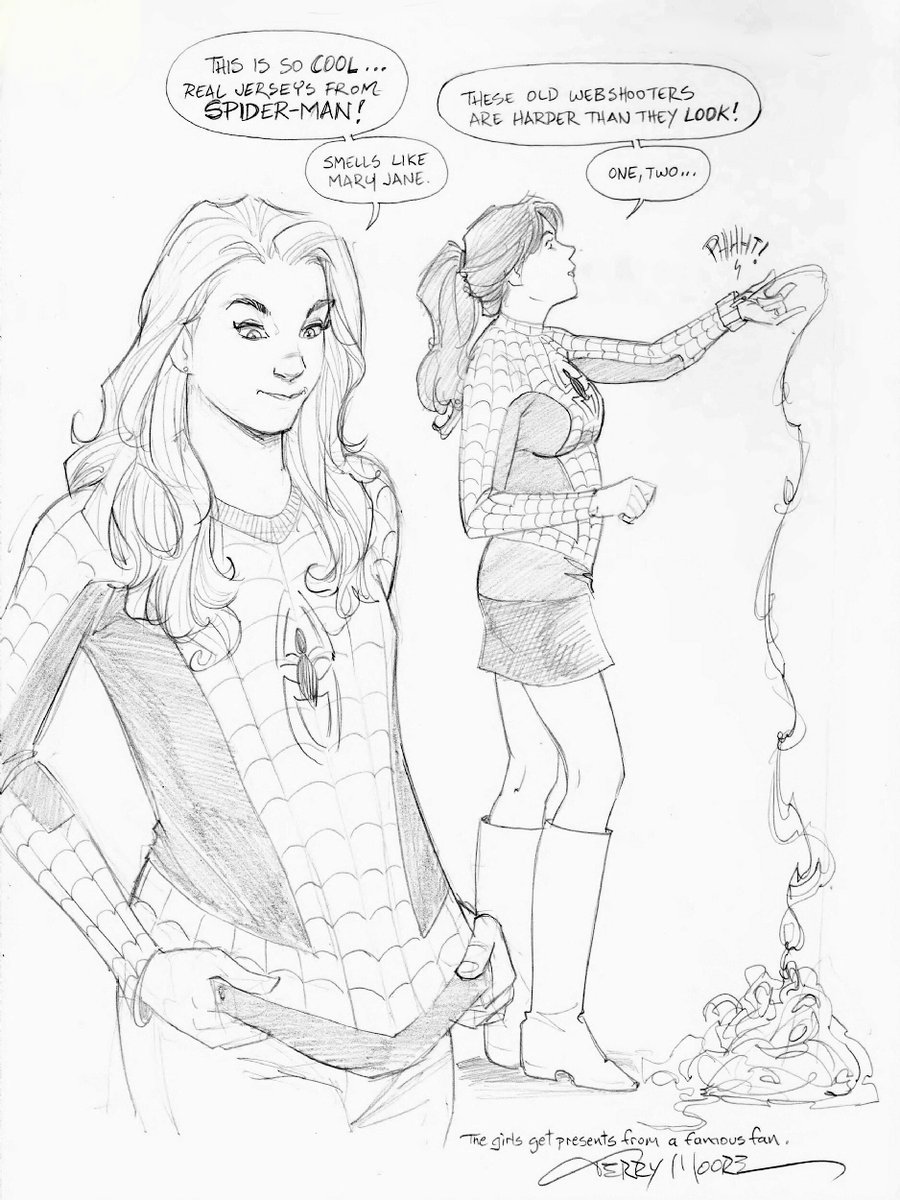 M00NLIGHTSTUDI0's tweet photo. @TerryMooreArt A Theme. @TerryMooreArt's crew always has had a thing for the #webslinger they could give #PeterParker and #Maryjane a run for their money. #StrangersInParadise #Katchoo #SpiderMan #KatchooAndFrancine #SiP #TerryMoore #Sketch 2/2 https://t.co/Q6tvYb6jZ7