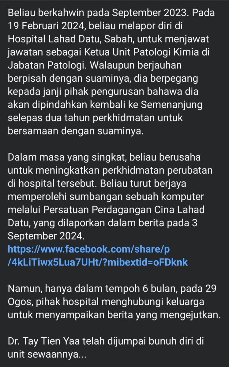 azrulmohdkhalib's tweet image. Very sad &amp;amp; a tragic loss for the family &amp;amp; also to the Malaysian healthcare system.

Please spare a prayer for her &amp;amp; her family while you go abt ur day 2day.

We need to prevent future such tragedies &amp;amp; help support our health workers better. Reform now or more lives will be lost.