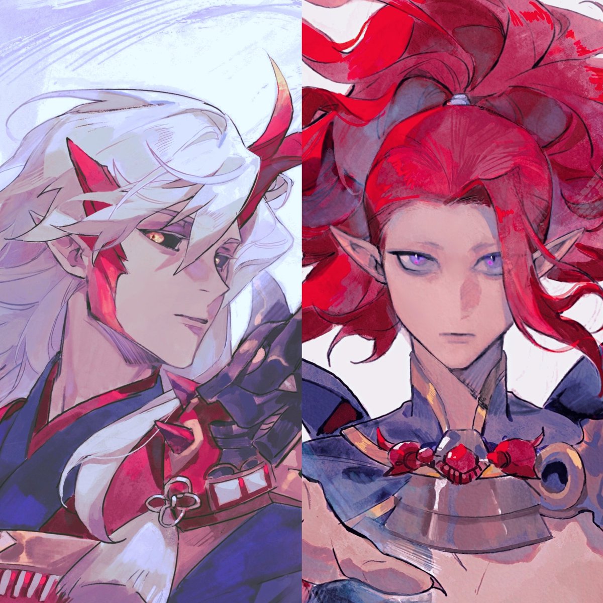Noey_Nuoyi's tweet photo. Actually these are the birthday fanarts of last year...or birthmonth?
#onmyoji 
#陰陽師 
#茨木童子
#酒呑童子 https://t.co/decoUaPDhg