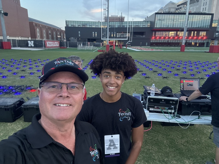 BCBraves's tweet photo. Battle Creek Senior Jaxon Kilmurry is preparing for the drone show for the Husker football game tonight.  Thanks to Don Wisnieski and Fantasy Drone Show for providing this opportunity for Jaxon. https://t.co/1QIwEUHS19