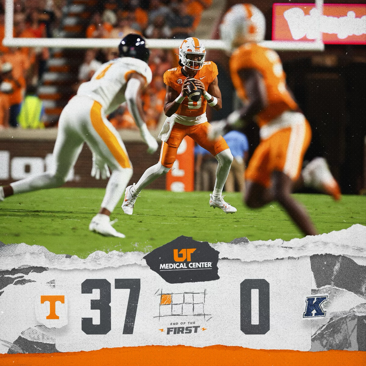 Most points in a quarter in Tennessee Football's modern era