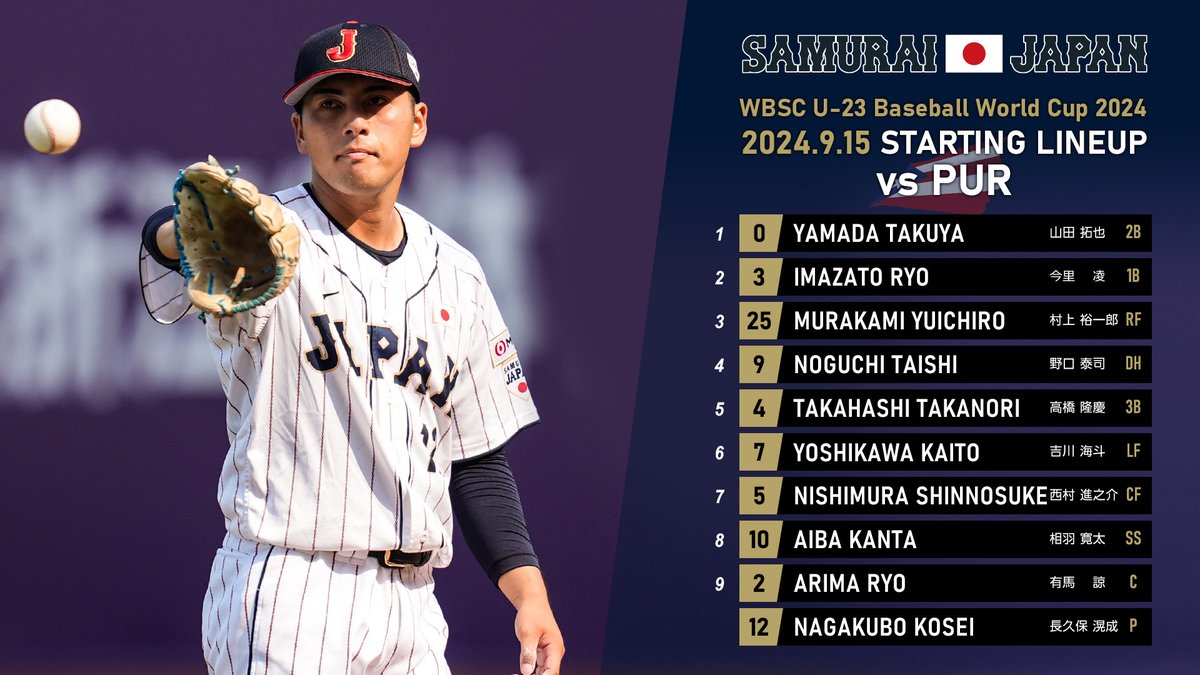 第5回 WBSC U-23ワールドカップ 決勝 プエルトリコ🇵🇷 vs 🇯🇵日本