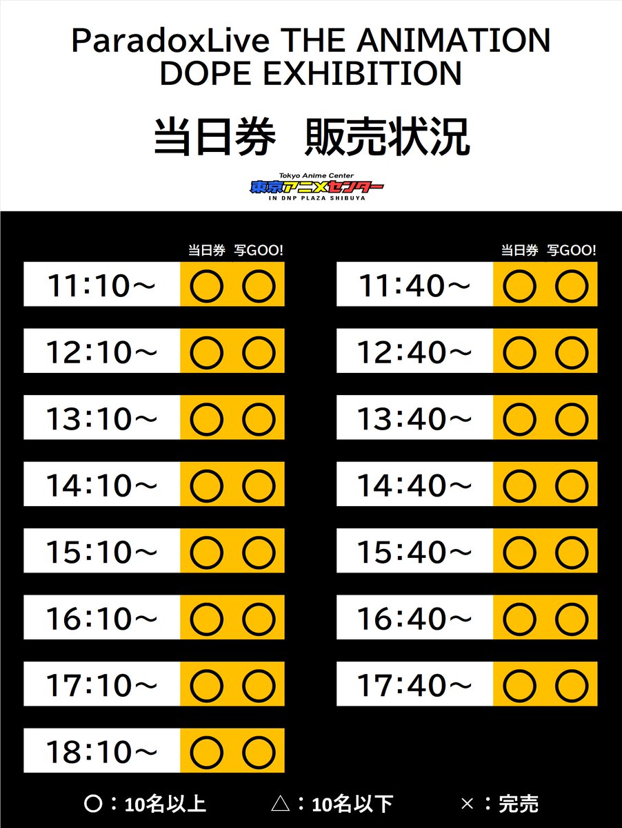 paraani_ex's tweet photo. ＜当日券情報＞
 本日9/15(日)の当日券販売枠は画像をご確認ください。
※該当時間の10分前に東京アニメセンターに直接お越しください。
※販売状況に応じてご入店いただけない場合がございます。予めご了承ください。
▼イベント詳細はこちら https://t.co/tMAVJqNA96 https://t.co/IJ0y64ynwU