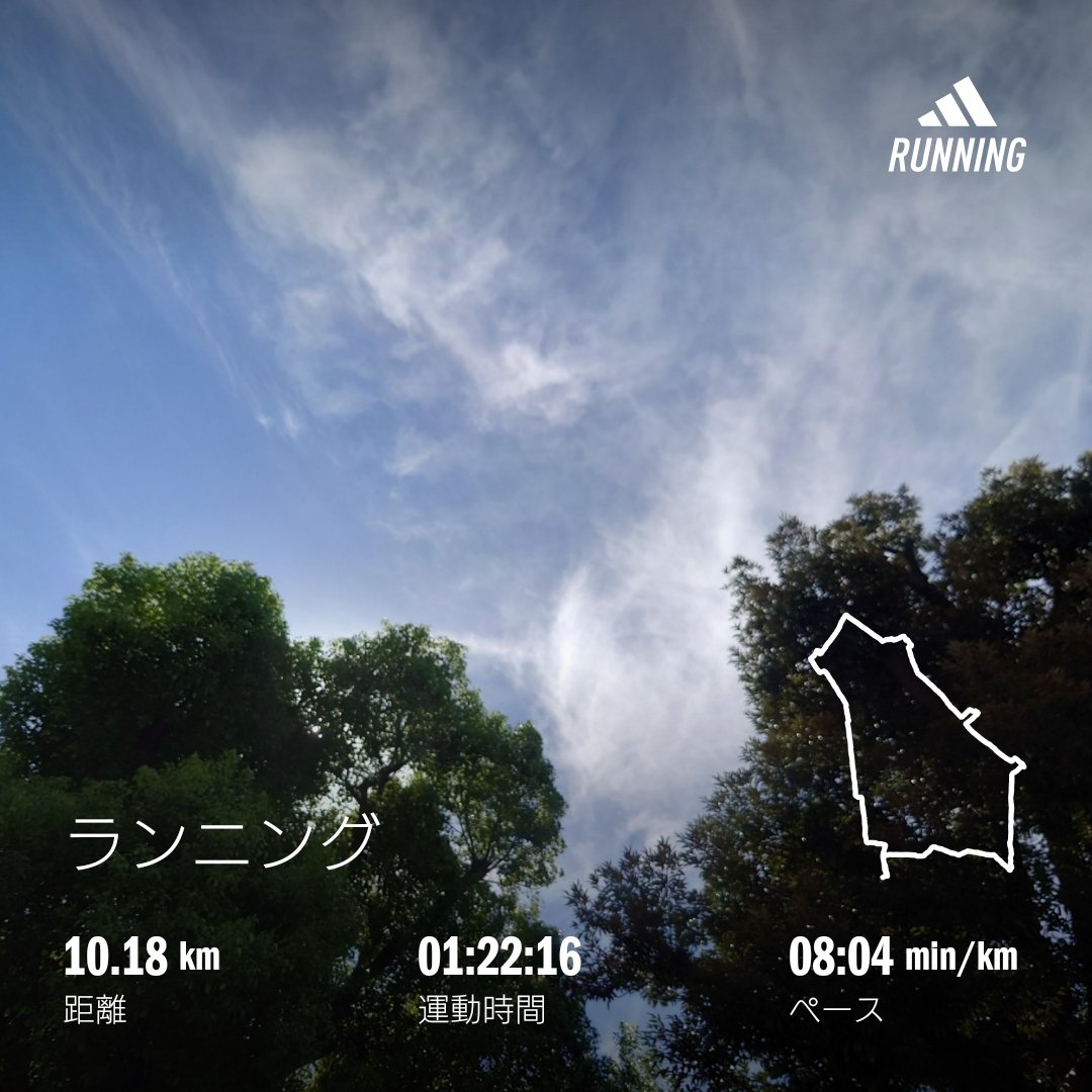 homma_t's tweet photo. 秋の空になってきている気もしますが、けさも暑かった！
ほどほどの距離にしておきました🏃‍♂️
#run #running #sundayrun #septemberrun #warabi #toda #route17 #nakasendo https://t.co/QkXpOewaiq