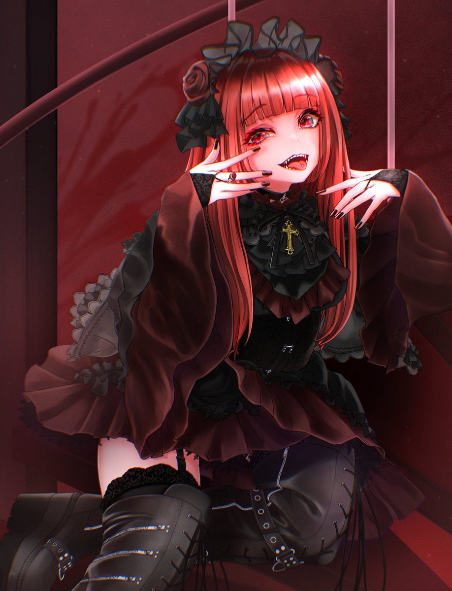 LayersArt's tweet photo. #イラストと描いた人
←　ガチで描いたイラスト
→　ガチで女装したゴスロリの僕 https://t.co/cANMuivsVU